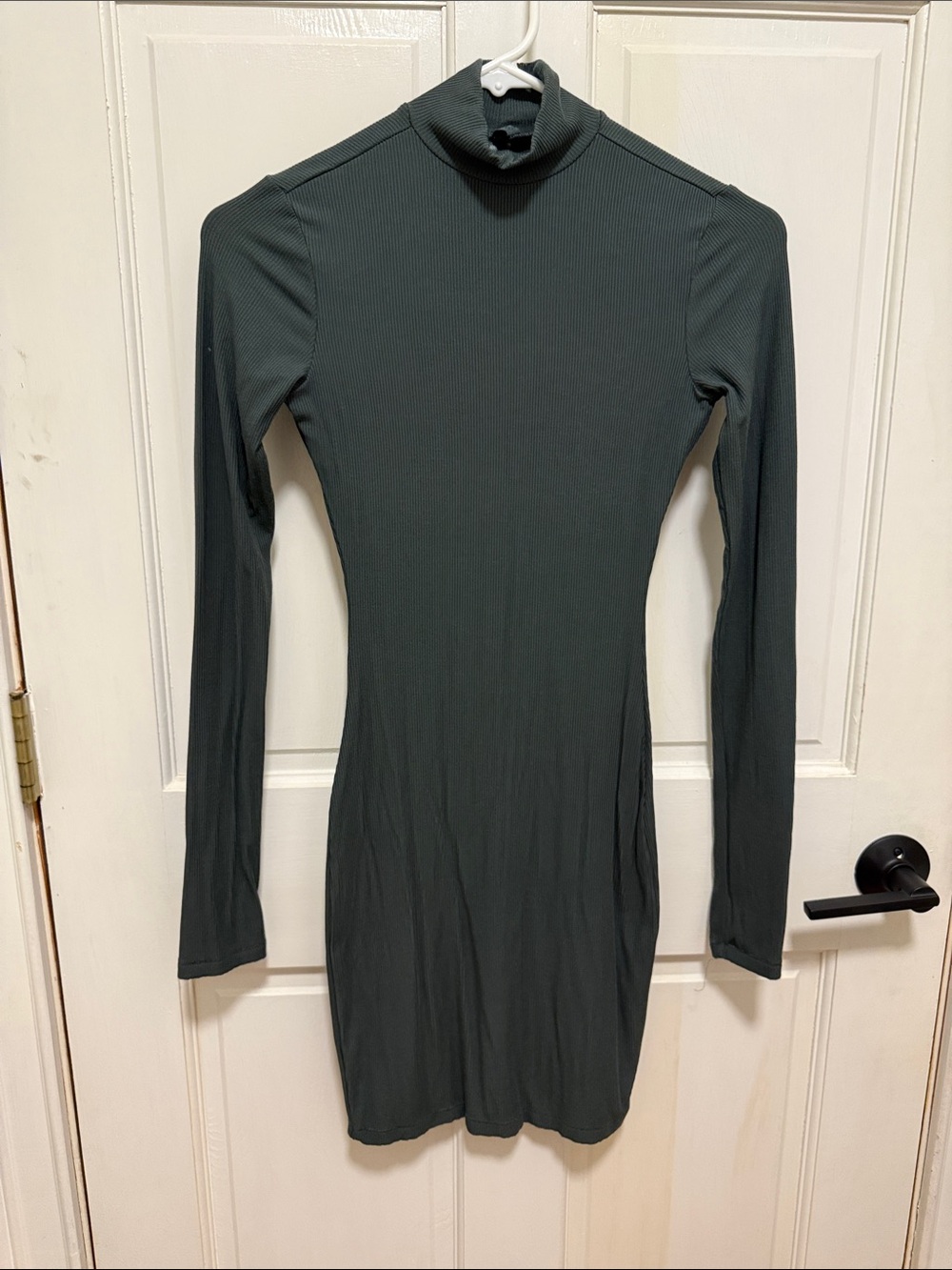SKIMS Long Sleeve Turtleneck Bodycon Dress - Dark Green (XS)